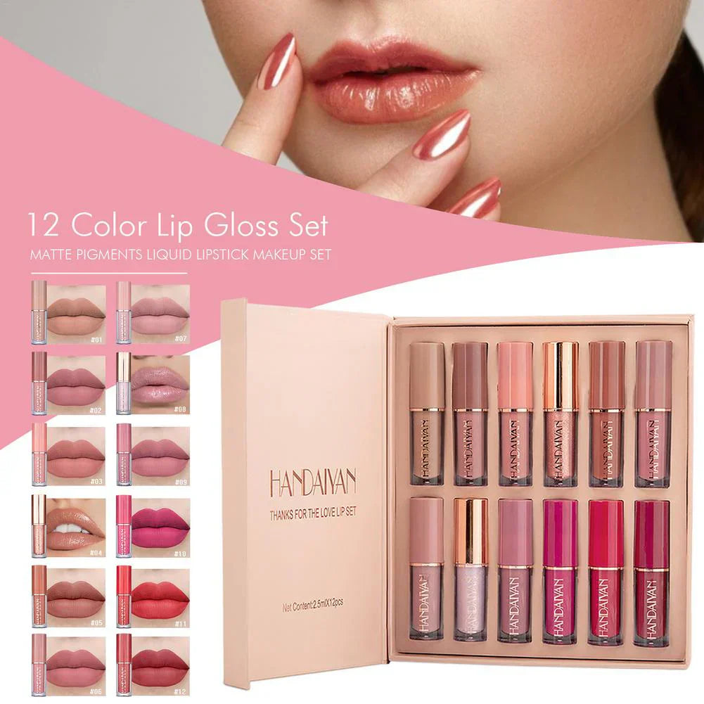 12-Piece Lip Gloss & Matte Lipstick Set – IMPORTED
